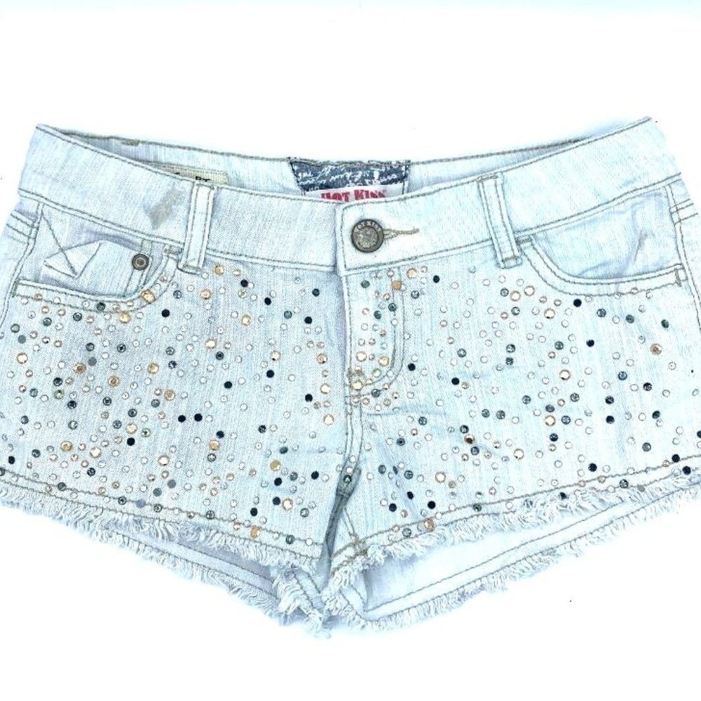 HOT KISS Light Washed Studded Denim Shorts Size 1
